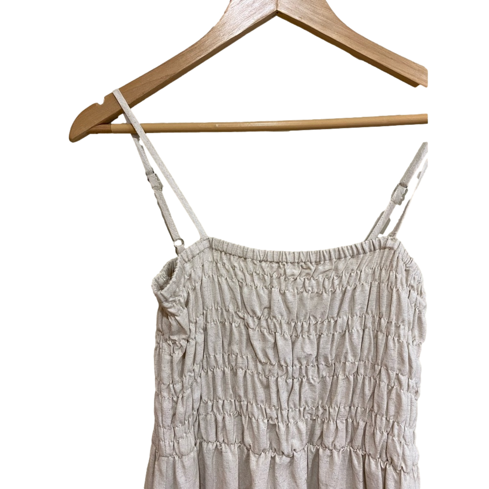 RHYTHM Women's Classic Shirred Midi Dress Oat Medium NWT- Australian Made 🦘 - Picture 5 of 13
